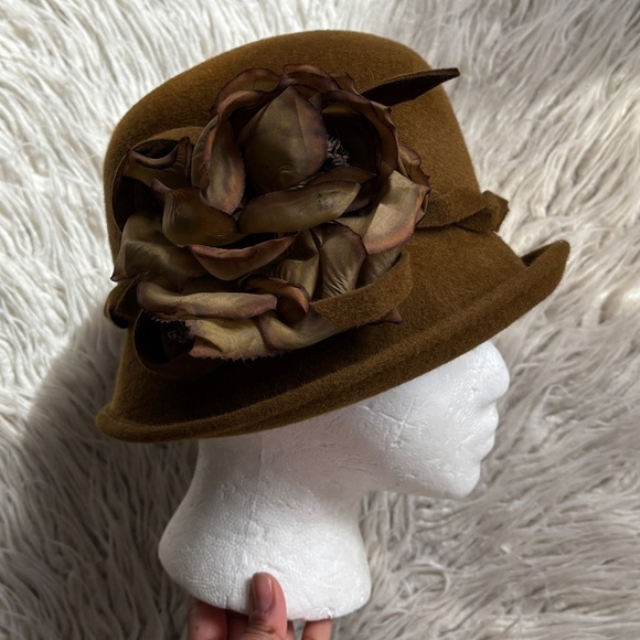 Peter Bettley Vintage Brown Felt Rabbit Fur Floral Fascinators Hat One Size main image 9